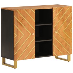 vidaXL Mueble aparador madera maciza mango marrón/negro 90x33,5x75 cm