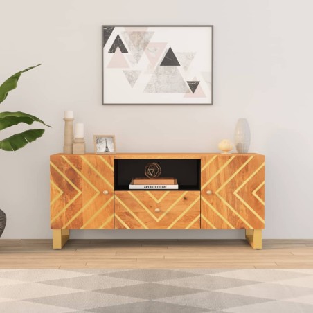 vidaXL Mueble de TV madera maciza mango marrón y negro 105x33,5x46 cm