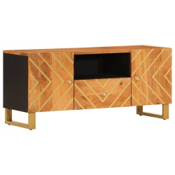 vidaXL Mueble de TV madera maciza mango marrón y negro 105x33,5x46 cm