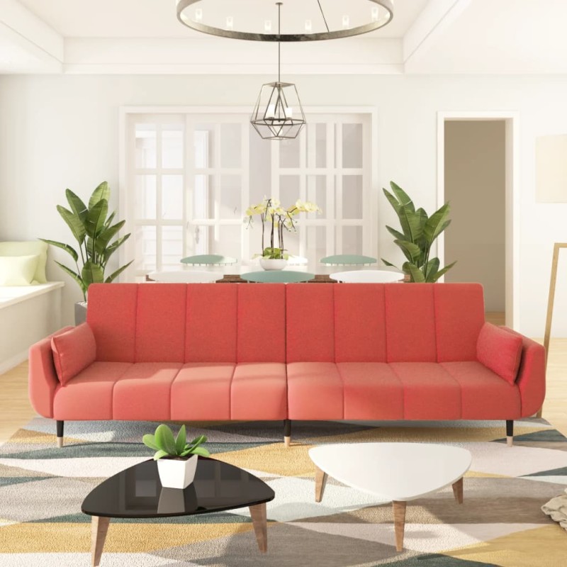 vidaXL Sofá cama de 2 plazas con dos cojines terciopelo rosa vidaXL Sofá cama de 2 plazas con dos cojines terciopelo rosa