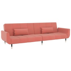 vidaXL Sofá cama de 2 plazas con dos cojines terciopelo rosa