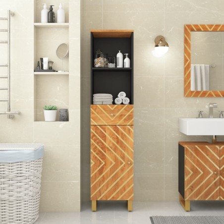 vidaXL Mueble de baño madera maciza mango marrón negro 38x33,5x160 cm