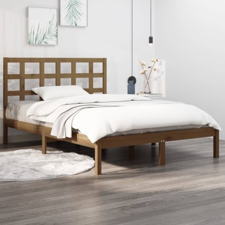 vidaXL Estructura de cama doble madera maciza marrón miel 120x190 cm