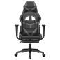 vidaXL Silla gaming de masaje y reposapiés cuero sintético negro gris vidaXL Silla gaming de masaje y reposapiés cuero sintético negro gris