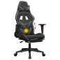 vidaXL Silla gaming de masaje y reposapiés cuero sintético negro gris vidaXL Silla gaming de masaje y reposapiés cuero sintético negro gris