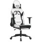 vidaXL Silla gaming masaje y reposapiés cuero sintético negro blanco vidaXL Silla gaming masaje y reposapiés cuero sintético negro blanco
