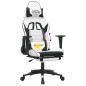 vidaXL Silla gaming masaje y reposapiés cuero sintético negro blanco vidaXL Silla gaming masaje y reposapiés cuero sintético negro blanco