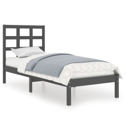 vidaXL Estructura de cama de madera maciza gris 100x200 cm