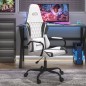 vidaXL Silla gaming de masaje cuero sintético blanco y negro vidaXL Silla gaming de masaje cuero sintético blanco y negro