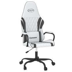 vidaXL Silla gaming de masaje cuero sintético blanco y negro