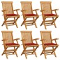vidaXL Sillas de jardín 6 uds madera maciza de teca con cojines rojos vidaXL Sillas de jardín 6 uds madera maciza de teca con cojines rojos