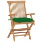 vidaXL Sillas de jardín 2 uds madera maciza de teca con cojines verdes vidaXL Sillas de jardín 2 uds madera maciza de teca con cojines verdes