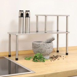 HI Estantería de cocina con 2 estantes plateado