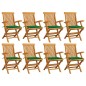 vidaXL Sillas de jardín 8 uds madera maciza de teca con cojines verdes vidaXL Sillas de jardín 8 uds madera maciza de teca con cojines verdes