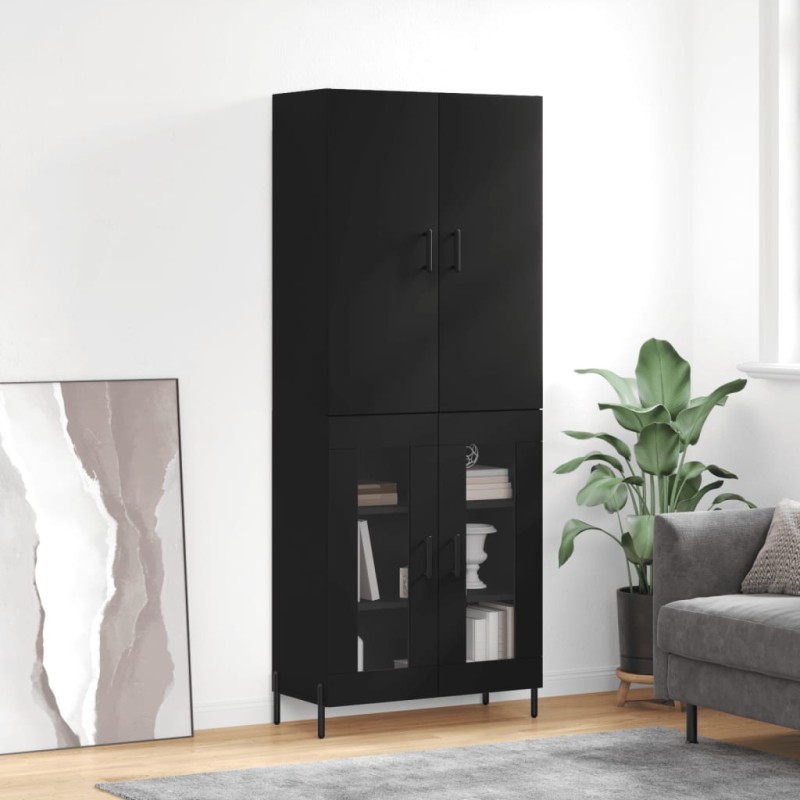 vidaXL Aparador alto madera contrachapada negro 69,5x34x180 cm vidaXL Aparador alto madera contrachapada negro 69,5x34x180 cm