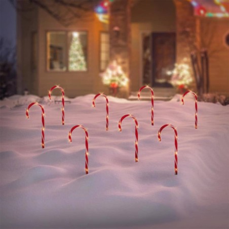 Ambiance Set de bastones de caramelo de Navidad con luces 8 pzas