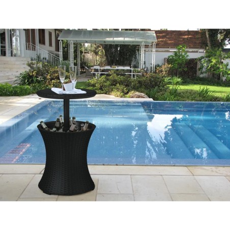 Keter Mesa de bar nevera Rattan antracita 203835 