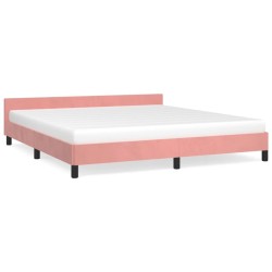 vidaXL Estructura de cama con cabecero de terciopelo rosa 180x200 cm