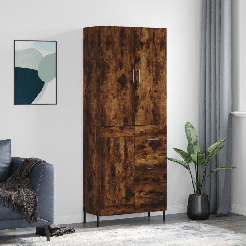 vidaXL Aparador alto madera contrachapada roble ahumado 69,5x34x180 cm vidaXL Aparador alto madera contrachapada roble ahumado 69,5x34x180 cm