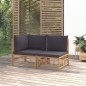 vidaXL Set de muebles de jardín 2 piezas bambú con cojines gris oscuro vidaXL Set de muebles de jardín 2 piezas bambú con cojines gris oscuro