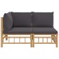vidaXL Set de muebles de jardín 2 piezas bambú con cojines gris oscuro vidaXL Set de muebles de jardín 2 piezas bambú con cojines gris oscuro