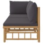 vidaXL Set de muebles de jardín 2 piezas bambú con cojines gris oscuro vidaXL Set de muebles de jardín 2 piezas bambú con cojines gris oscuro