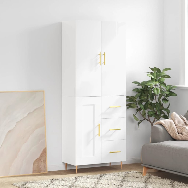 vidaXL Aparador alto madera contrachapada blanco brillo 69,5x34x180 cm vidaXL Aparador alto madera contrachapada blanco brillo 69,5x34x180 cm