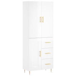 vidaXL Aparador alto madera contrachapada blanco brillo 69,5x34x180 cm