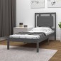 vidaXL Estructura de cama de madera maciza gris 100x200 cm vidaXL Estructura de cama de madera maciza gris 100x200 cm