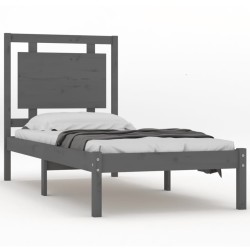 vidaXL Estructura de cama de madera maciza gris 100x200 cm