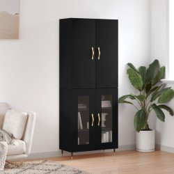 vidaXL Aparador alto madera contrachapada negro 69,5x34x180 cm