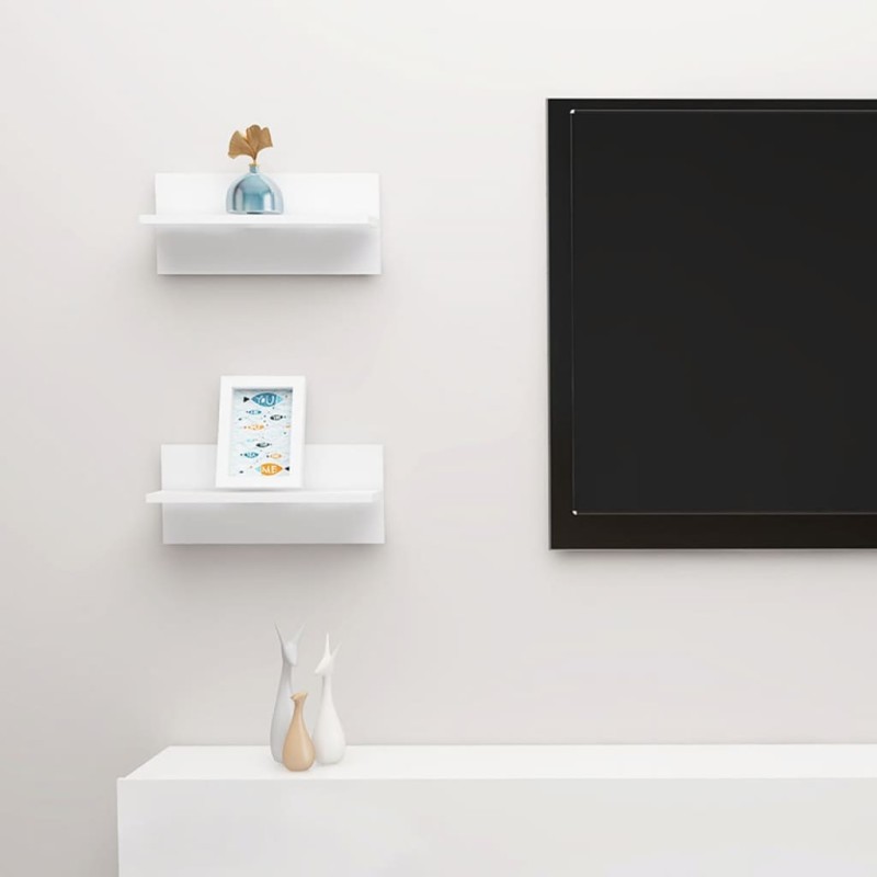vidaXL Estantes de pared 2 unidades blanco brillo 40x11,5x18 cm
