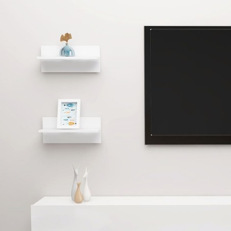 vidaXL Estantes de pared 2 unidades blanco brillo 40x11,5x18 cm