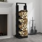 vidaXL Soporte para leña madera maciza de pino negro 33,5x30x110 cm