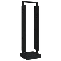 vidaXL Soporte para leña madera maciza de pino negro 33,5x30x110 cm