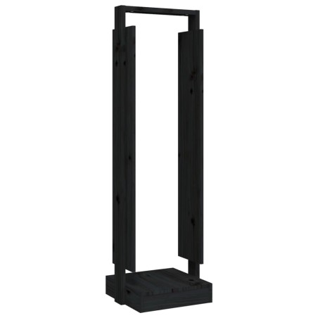 vidaXL Soporte para leña madera maciza de pino negro 33,5x30x110 cm
