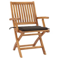 vidaXL Sillas de jardín 2 uds con cojines gris taupe madera de teca