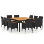 vidaXL Juego de comedor de jardín 11 piezas ratán sintético negro vidaXL Juego de comedor de jardín 11 piezas ratán sintético negro