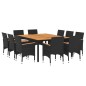 vidaXL Juego de comedor de jardín 11 piezas ratán sintético negro vidaXL Juego de comedor de jardín 11 piezas ratán sintético negro