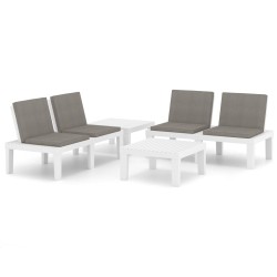vidaXL Set de muebles de jardín 4 piezas con cojines plástico blanco