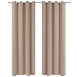 2 cortinas oscurecedoras con anillas blanco crema blackout 135x245cm