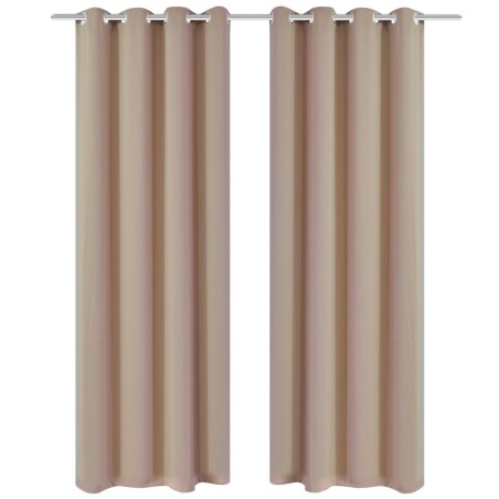 2 cortinas oscurecedoras con anillas blanco crema blackout 135x245cm