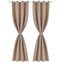 2 cortinas oscurecedoras con anillas blanco crema blackout 135x245cm