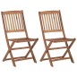 vidaXL Sillas de jardín plegables 2 uds madera maciza acacia y cojines