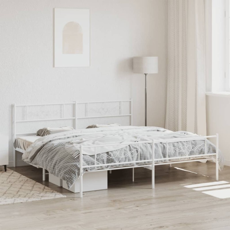 vidaXL Estructura cama metal con cabecero y pie cama blanco 193x203 cm vidaXL Estructura cama metal con cabecero y pie cama blanco 193x203 cm