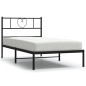 vidaXL Estructura de cama con cabecero metal negro 107x203 cm