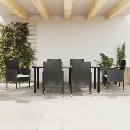 vidaXL Juego de comedor de jardín 7 pzas ratán sintético y acero negro