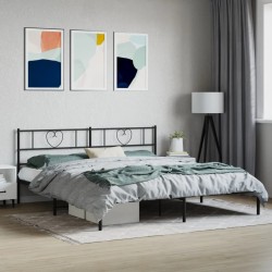 vidaXL Estructura de cama con cabecero metal negro 180x200 cm