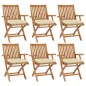 vidaXL Sillas de jardín plegables 6 uds madera maciza teca con cojines vidaXL Sillas de jardín plegables 6 uds madera maciza teca con cojines