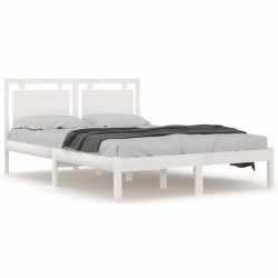 vidaXL Estructura de cama de madera maciza blanca 160x200 cm